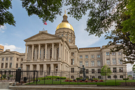 Exterior View of Atlanta Georgia State Capitol Building with Golden Dome 