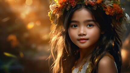 beautiful thai girl with wreath
