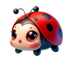 Obraz premium vibrant happy small insect ladybug in red with black dots - colourful transparent design