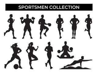 Sportsmen Silhouettes on White Background