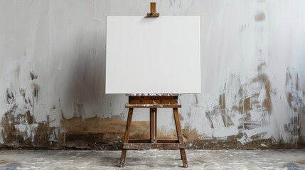 A wooden easel with a blank canvas isolated on a white background - Powered by Adobe