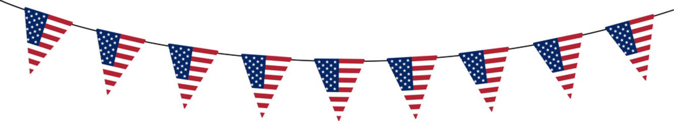 Fourth of July pennants, USA flag bunting garland © Liena