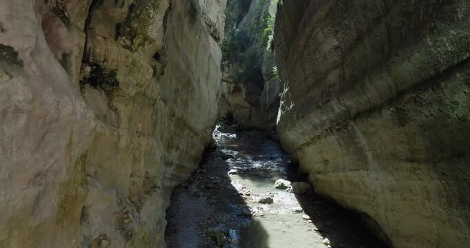 A beautiful landscape of nature in Avakas Canyon on Kip Island. Stone cliffs and mountain river tourist destination. High quality 4k footage
