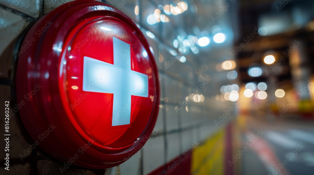 Poster the emergency alert button allowing the user to quickly call for help in case of a lifethreatening s