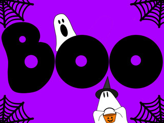Boo Halloween Ghost web  trick or treat- purple background 