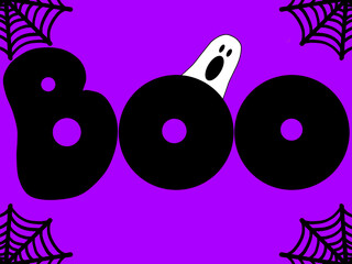 Boo Halloween Ghost web - purple background 