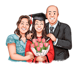 ILUSTRACIÓN GRADUACIÓN FAMILIAR FELIZ