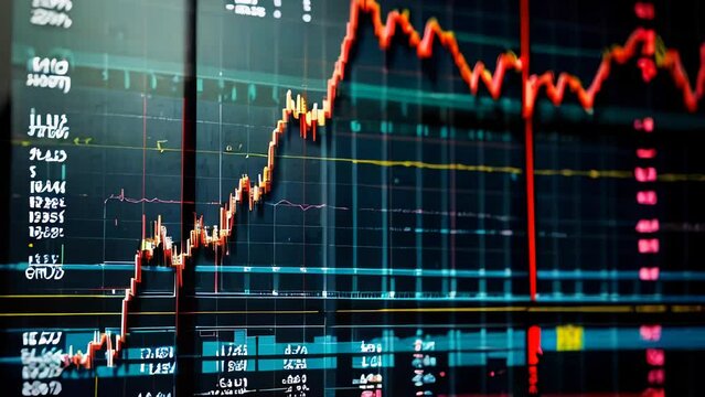 Trading candlestick chart on electronic devices, stock exchange market graph, analysis on smartphone, desktop and tablet. Stock market option background