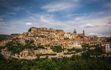 Panoramic view on Ragusa city. Sicily island, Italy. June 2023