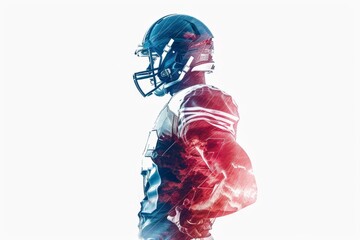 double exposure of american football player standing with his back turned Generative AI