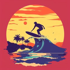 A surfer rides a wave in the ocean