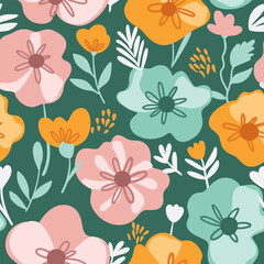 Abstract Floral seamless pattern design for fashion textiles, graphic design for background