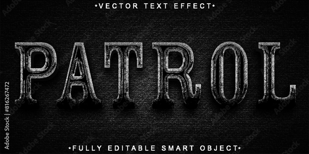 Aufkleber worn dark black patrol vector fully editable smart object text effect