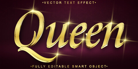 Golden Bright Luxury Historic Queen Vector Fully Editable Smart Object Text Effect