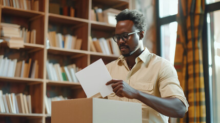 black african american man put vote in ballot box, government or president voting process, elections and democracy concept