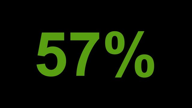 video animation green icon 100% decreasing to 0% number, on a transparent background with alpha channel set to zero