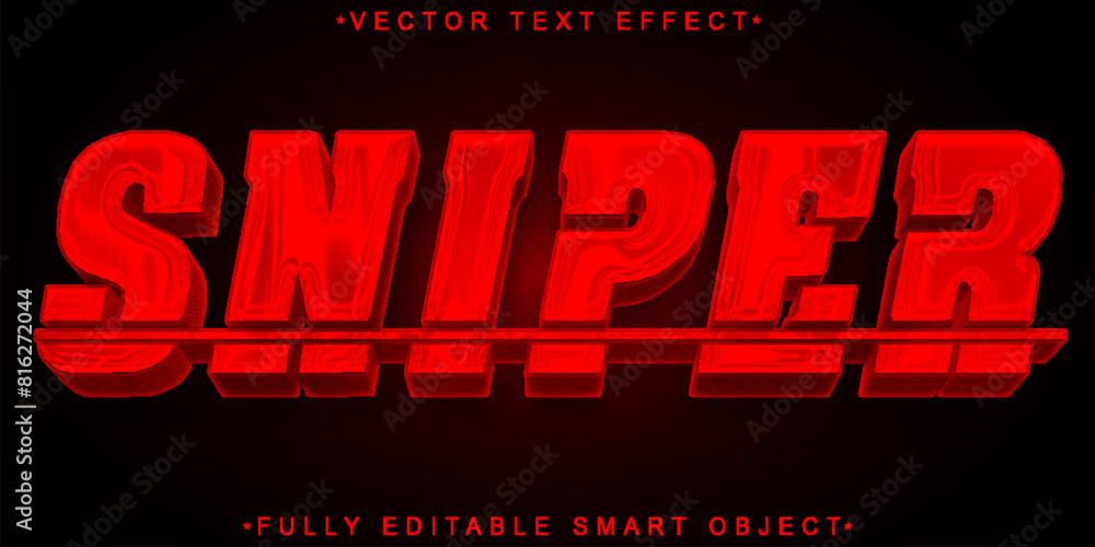 Poster red sniper vector fully editable smart object text effect