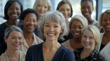 Obraz premium group of multiracial diverse mid age woman at work, equality and cooperation concept