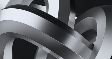 Abstract curved shape on dark background, 3d render