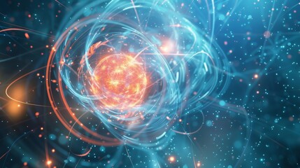 Obraz premium A representation of the high energies involved in subatomic particle collisions with a sense of controlled chaos and motion.