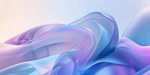 Abstract shapes in blue and purple, 3D render with flowing, ribbon-like forms, modern digital artwork