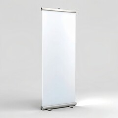 Blank White Pull-Up Roll-Up Banner Display Stand Isolated on White Background