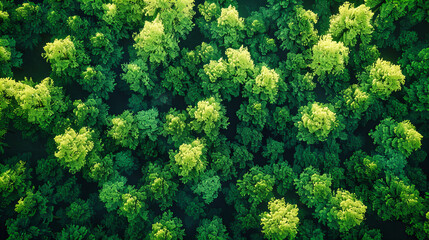 Lush Green Moss Covering an Ancient Forest Floor, Aerial Top View of a Verdant Landscape