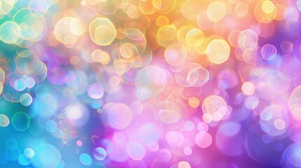 Fototapeta premium Abstract blur bokeh banner background. Rainbow colors, pastel purple, blue, gold yellow, white silver, pale pink bokeh background