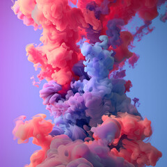 Fototapeta premium Multicolored billowing smoke, 3D, abstract 3D background, clouds floating, beautiful background with multicolored smoke, bright, colorful smoke