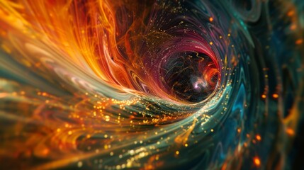 Fototapeta premium A glimpse into the hidden world of the cosmic neutrino background with swirling patterns and unexpected bursts of color.
