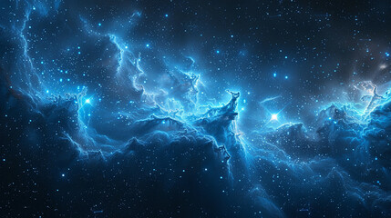 Fototapeta premium Blue Nebula Unveiling Cosmic Serenity and Celestial Beauty in Spectacular Detail