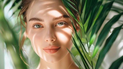 Fototapeta premium Woman Embraced by Nature – Beauty Portrait