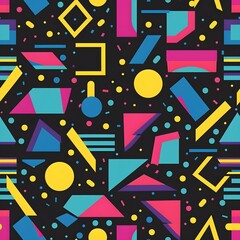 Celebrate the style of the 80s in your design with a patterned background, showcasing bold geometric patterns, vibrant colors,