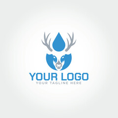 Gas and oil vector logo with deer head and droplet.
