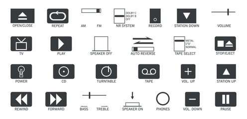 Media player control icon set.