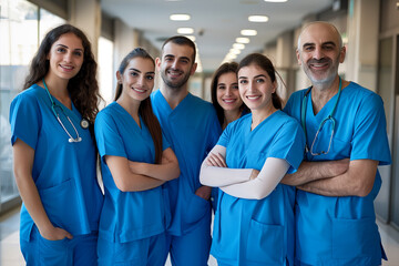 Photography of israeli team of professional workers in a hospital.	