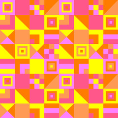 Groovy  Geometric Shapes Retro 70s Pink Orange and Yellow