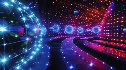 Obraz premium A virtual reality simulation of how a quantum computer operates.