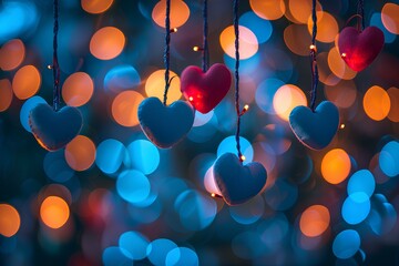 A bunch of hearts hanging from a string