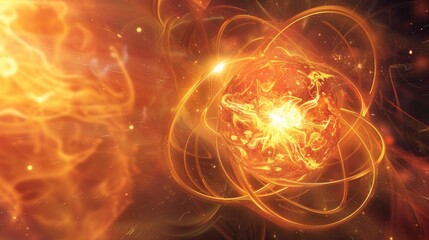 A massive nucleus pulsing with energy and heat at the center of the atoms core.