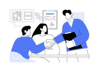 Acquiring mortgage isolated cartoon vector illustrations.