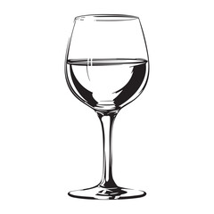 Glass of Wine Hand Drawn Sketch Illustration.