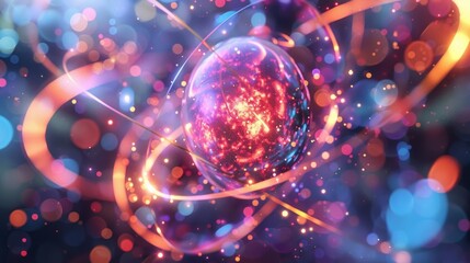 Fototapeta premium The safari guide points out a nucleus explaining its role as the center of the subatomic universe.