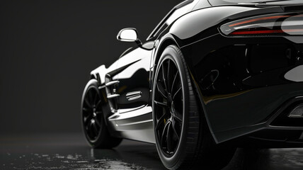 Black generic unbranded luxury sport car on a black background, banner