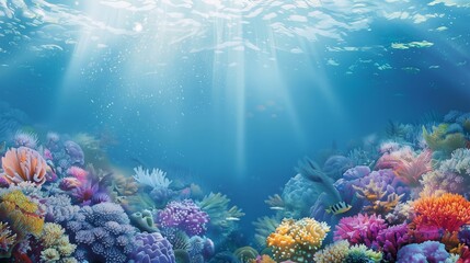 Underwater Wonderland: Vibrant Coral Reef Cartoon Illustration