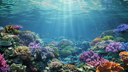 Underwater Wonderland: Vibrant Coral Reef Cartoon Illustration