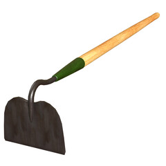 Hoe Lawn Tool isolated 3d rendered illustration