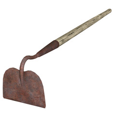 Hoe Lawn Tool isolated 3d rendered illustration