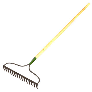 Rake Lawn Tool isolated 3d rendered illustration