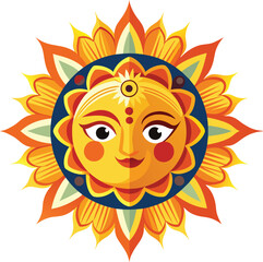 Sinhala and Tamil New Year Sun Vector illustration 